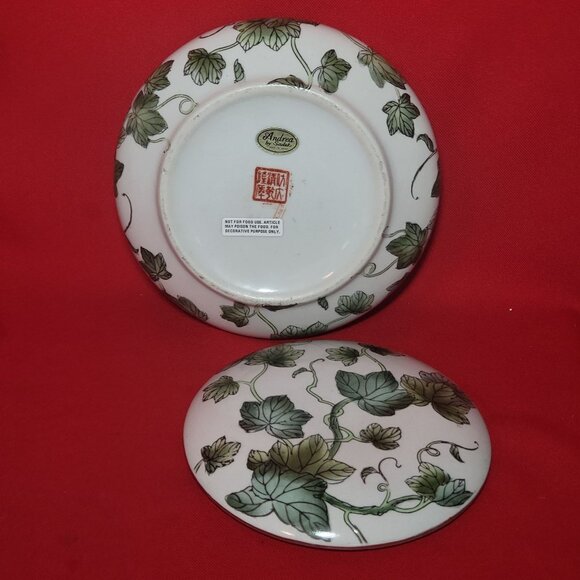 Andrea by Sadek Ivy Porcelain Trinket Dish with Lid Dresser Vanity Jewelry Holde - Picture 12 of 12